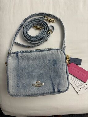 Coach Denim Crossbody Bag in Light Blue